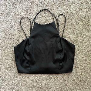 Black satin crop top